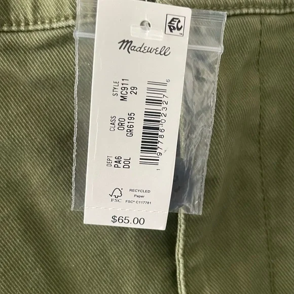 Madewell The Perfect Vintage Fatigue Short Olive Size 29 NWT - Picture 4 of 4